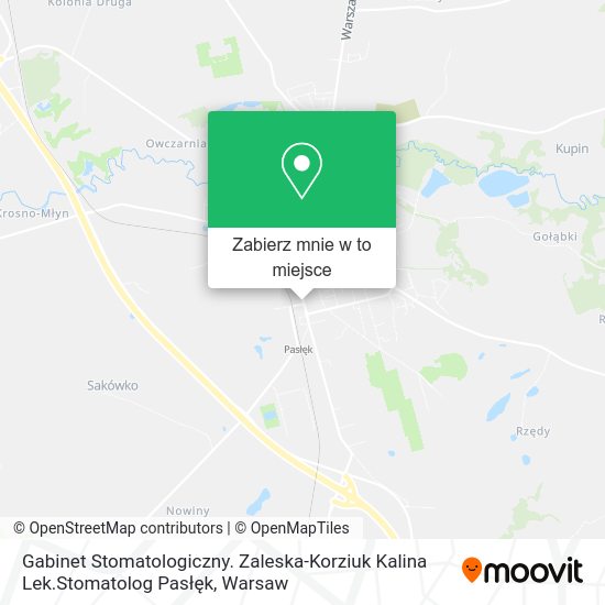 Mapa Gabinet Stomatologiczny. Zaleska-Korziuk Kalina Lek.Stomatolog Pasłęk