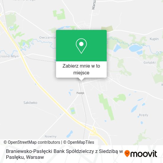 Mapa Braniewsko-Pasłęcki Bank Spółdzielczy z Siedzibą w Pasłęku