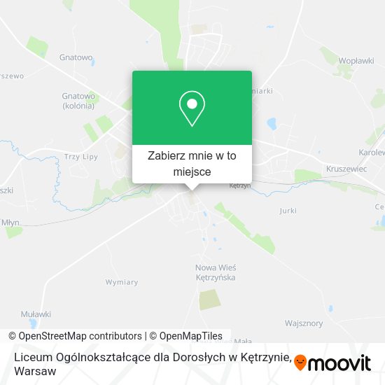 Mapa Liceum Ogólnokształcące dla Dorosłych w Kętrzynie