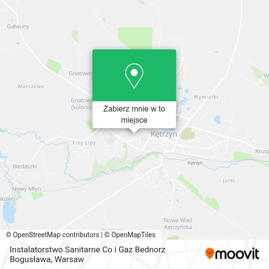 Mapa Instalatorstwo Sanitarne Co i Gaz Bednorz Bogusława