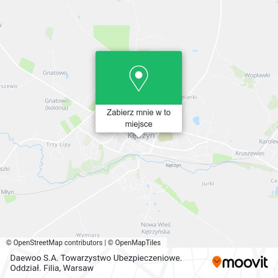 Mapa Daewoo S.A. Towarzystwo Ubezpieczeniowe. Oddział. Filia