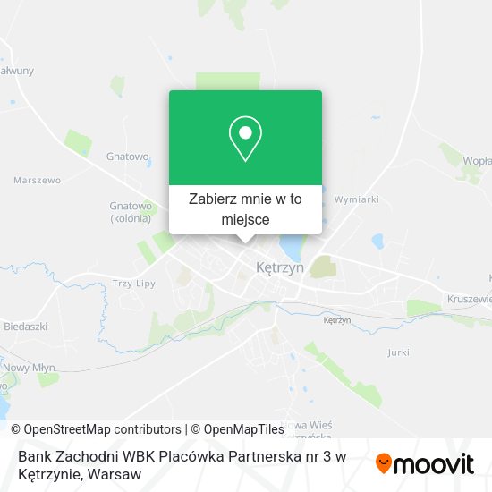 Mapa Bank Zachodni WBK Placówka Partnerska nr 3 w Kętrzynie