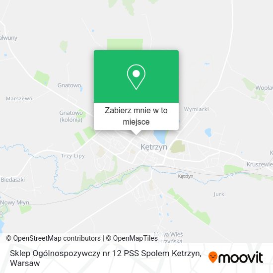 Mapa Sklep Ogólnospozywczy nr 12 PSS Spolem Ketrzyn