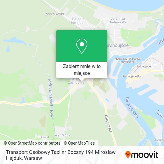 Mapa Transport Osobowy Taxi nr Boczny 194 Mirosław Hajduk