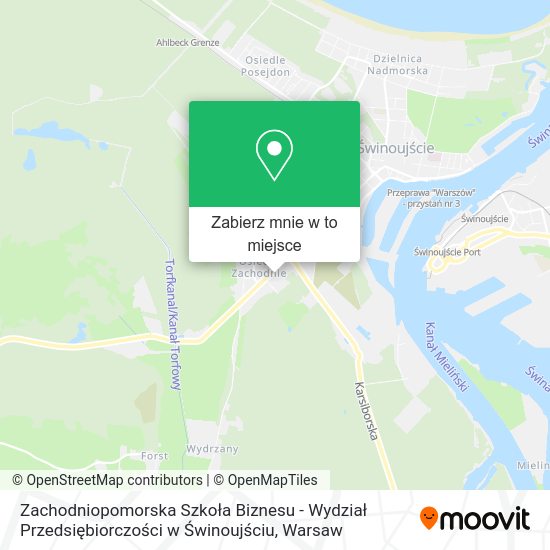 Mapa Zachodniopomorska Szkoła Biznesu - Wydział Przedsiębiorczości w Świnoujściu