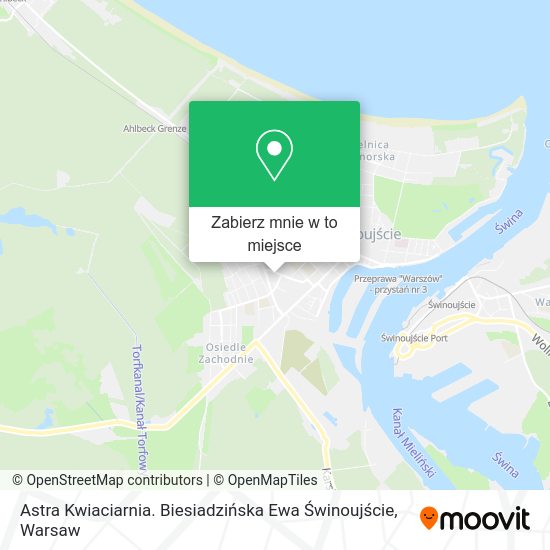 Mapa Astra Kwiaciarnia. Biesiadzińska Ewa Świnoujście