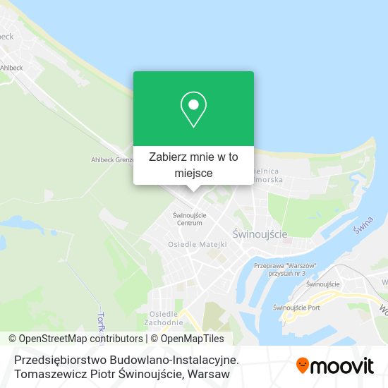 Mapa Przedsiębiorstwo Budowlano-Instalacyjne. Tomaszewicz Piotr Świnoujście