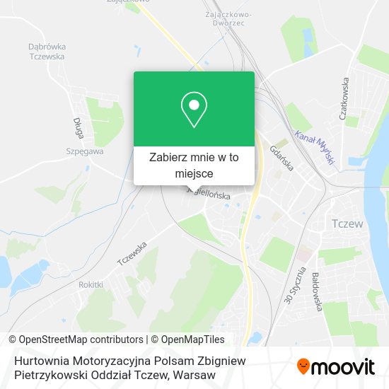 Mapa Hurtownia Motoryzacyjna Polsam Zbigniew Pietrzykowski Oddział Tczew