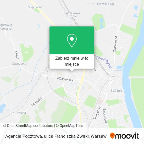 Mapa Agencja Pocztowa, ulica Franciszka Żwirki