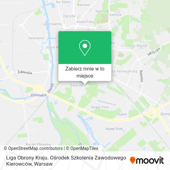 Mapa Liga Obrony Kraju. Ośrodek Szkolenia Zawodowego Kierowców