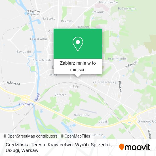 Mapa Grędzińska Teresa. Krawiectwo. Wyrób, Sprzedaż, Usługi