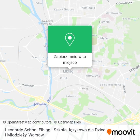 Mapa Leonardo School Elbląg - Szkoła Językowa dla Dzieci i Młodzieży