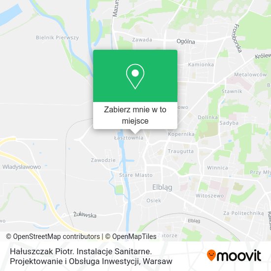 Mapa Hałuszczak Piotr. Instalacje Sanitarne. Projektowanie i Obsługa Inwestycji