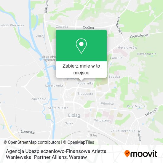 Mapa Agencja Ubezpieczeniowo-Finansowa Arletta Waniewska. Partner Allianz