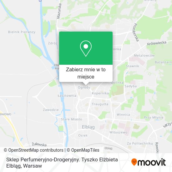 Mapa Sklep Perfumeryjno-Drogeryjny. Tyszko Elżbieta Elbląg