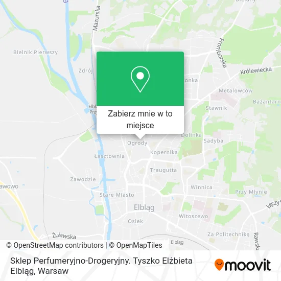 Mapa Sklep Perfumeryjno-Drogeryjny. Tyszko Elżbieta Elbląg