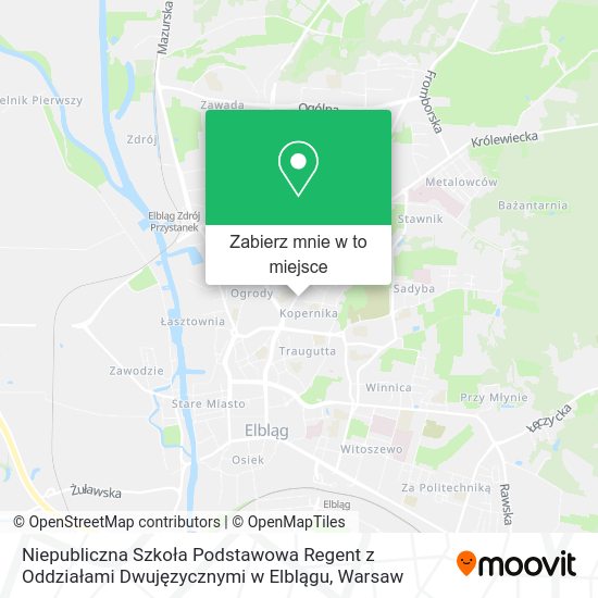 Mapa Niepubliczna Szkoła Podstawowa Regent z Oddziałami Dwujęzycznymi w Elblągu