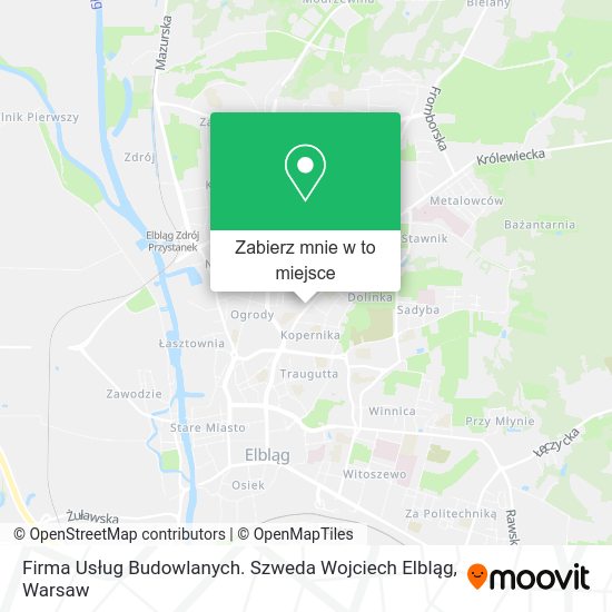 Mapa Firma Usług Budowlanych. Szweda Wojciech Elbląg