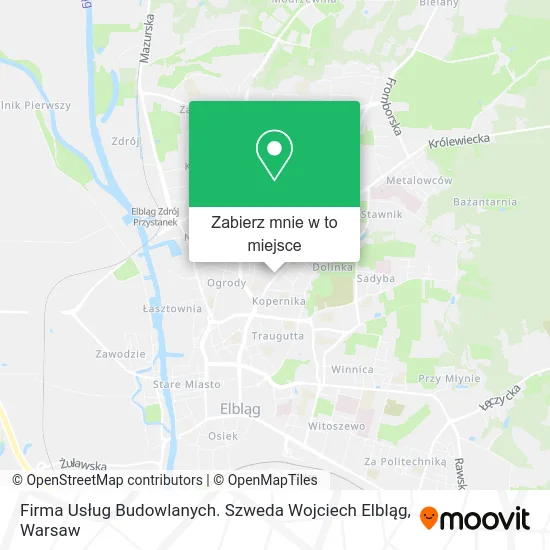 Mapa Firma Usług Budowlanych. Szweda Wojciech Elbląg