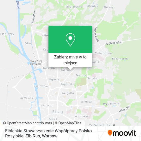 Mapa Elbląskie Stowarzyszenie Współpracy Polsko Rosyjskiej Elb Rus