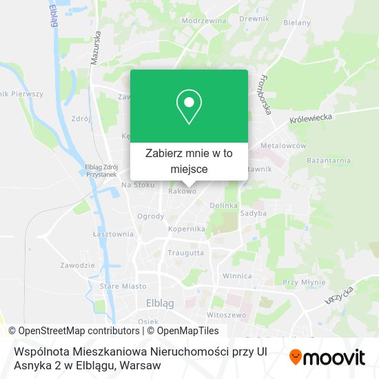 Mapa Wspólnota Mieszkaniowa Nieruchomości przy Ul Asnyka 2 w Elblągu