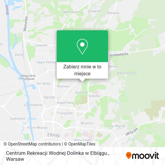 Mapa Centrum Rekreacji Wodnej Dolinka w Elblągu.