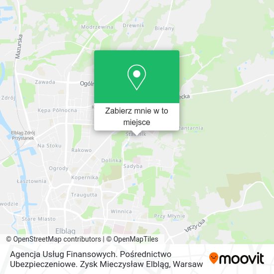 Mapa Agencja Usług Finansowych. Pośrednictwo Ubezpieczeniowe. Zysk Mieczysław Elbląg