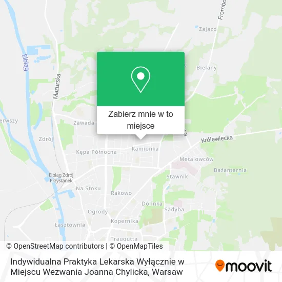 Mapa Indywidualna Praktyka Lekarska Wyłącznie w Miejscu Wezwania Joanna Chylicka