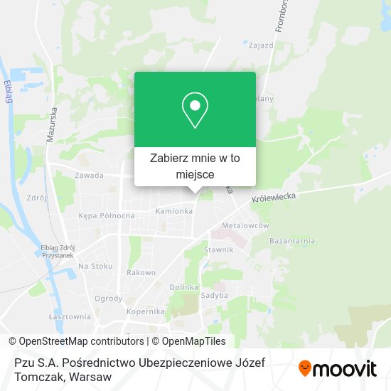 Mapa Pzu S.A. Pośrednictwo Ubezpieczeniowe Józef Tomczak