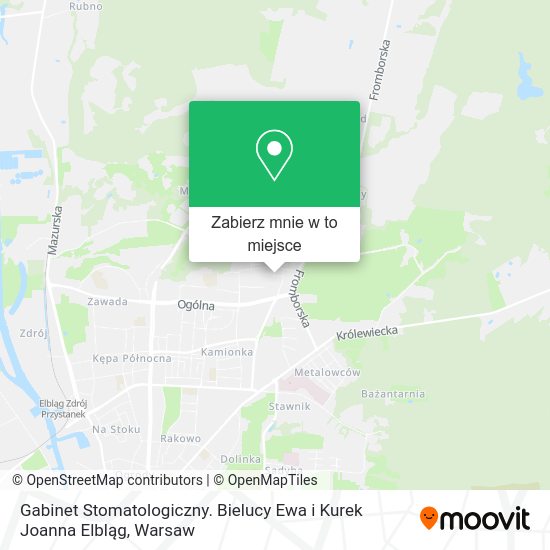 Mapa Gabinet Stomatologiczny. Bielucy Ewa i Kurek Joanna Elbląg