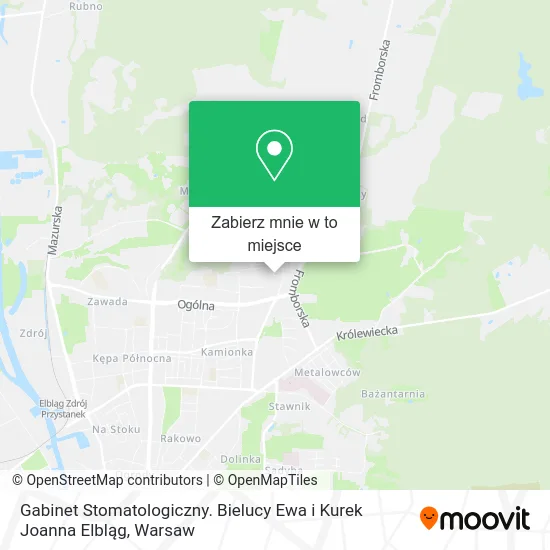 Mapa Gabinet Stomatologiczny. Bielucy Ewa i Kurek Joanna Elbląg