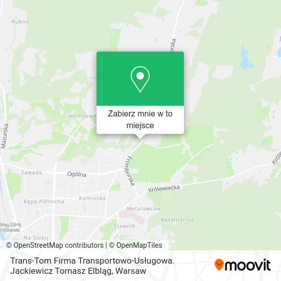 Mapa Trans-Tom Firma Transportowo-Usługowa. Jackiewicz Tomasz Elbląg