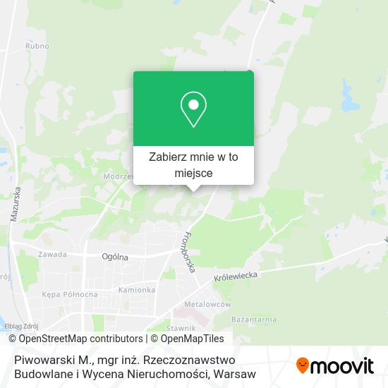 Mapa Piwowarski M., mgr inż. Rzeczoznawstwo Budowlane i Wycena Nieruchomości