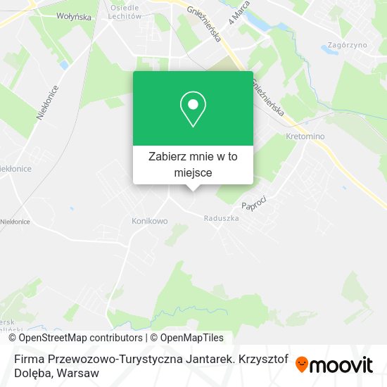 Mapa Firma Przewozowo-Turystyczna Jantarek. Krzysztof Dolęba