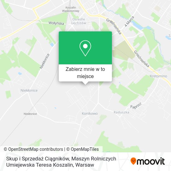 Mapa Skup i Sprzedaż Ciągników, Maszyn Rolniczych Umiejewska Teresa Koszalin