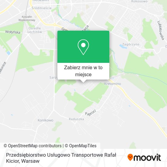 Mapa Przedsiębiorstwo Usługowo Transportowe Rafał Kicior