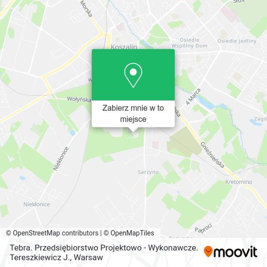 Mapa Tebra. Przedsiębiorstwo Projektowo - Wykonawcze. Tereszkiewicz J.