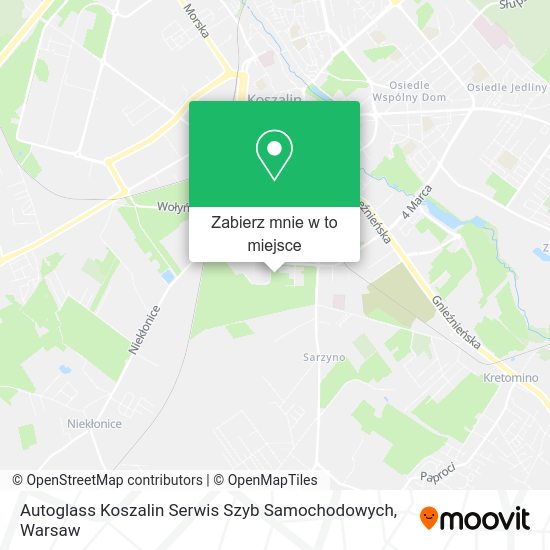 Mapa Autoglass Koszalin Serwis Szyb Samochodowych