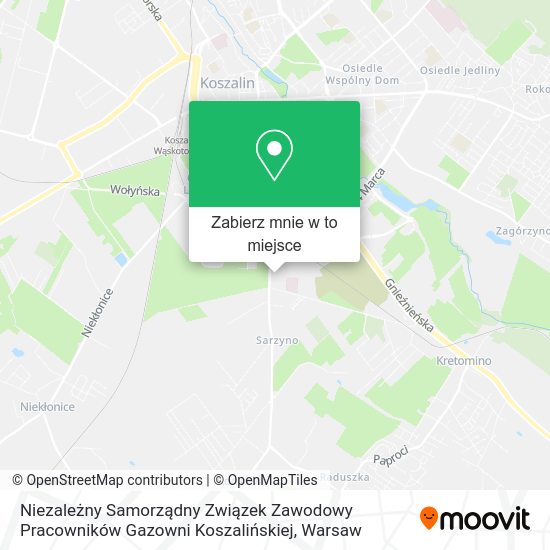 Mapa Niezależny Samorządny Związek Zawodowy Pracowników Gazowni Koszalińskiej