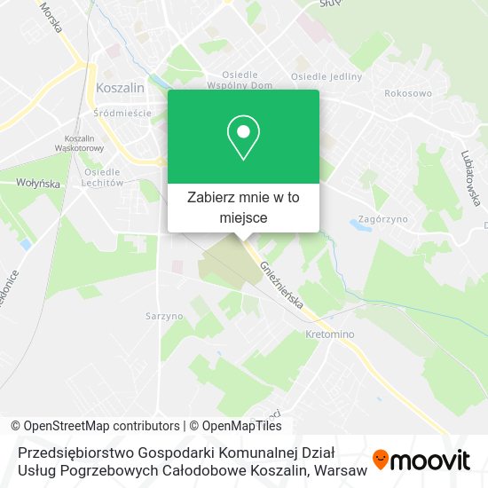 Mapa Przedsiębiorstwo Gospodarki Komunalnej Dział Usług Pogrzebowych Całodobowe Koszalin