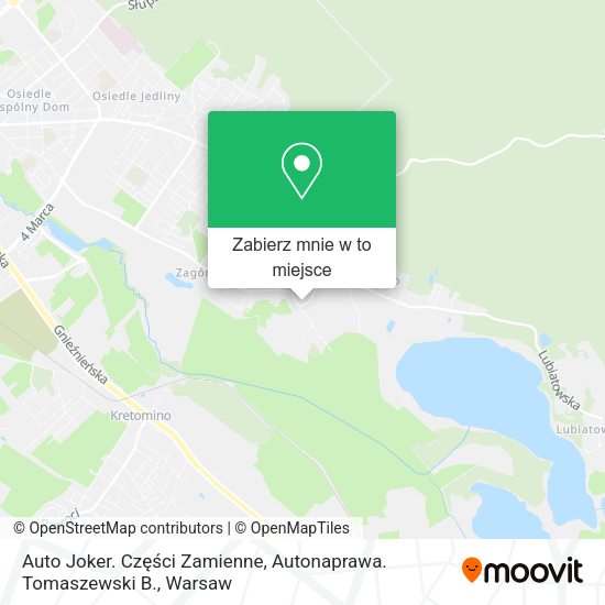 Mapa Auto Joker. Części Zamienne, Autonaprawa. Tomaszewski B.