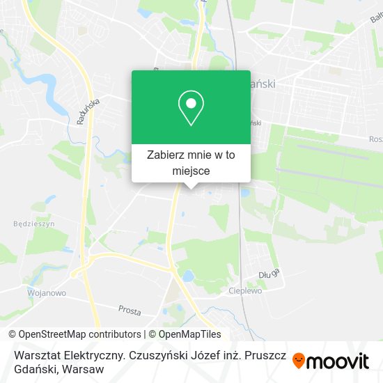 Mapa Warsztat Elektryczny. Czuszyński Józef inż. Pruszcz Gdański