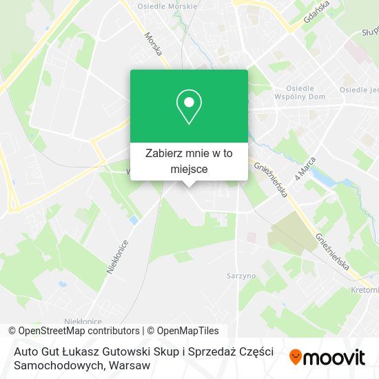 Mapa Auto Gut Łukasz Gutowski Skup i Sprzedaż Części Samochodowych