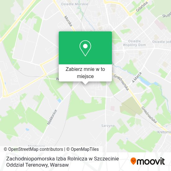 Mapa Zachodniopomorska Izba Rolnicza w Szczecinie Oddział Terenowy