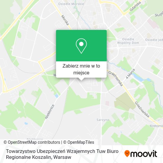 Mapa Towarzystwo Ubezpieczeń Wzajemnych Tuw Biuro Regionalne Koszalin