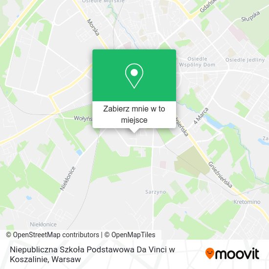 Mapa Niepubliczna Szkoła Podstawowa Da Vinci w Koszalinie