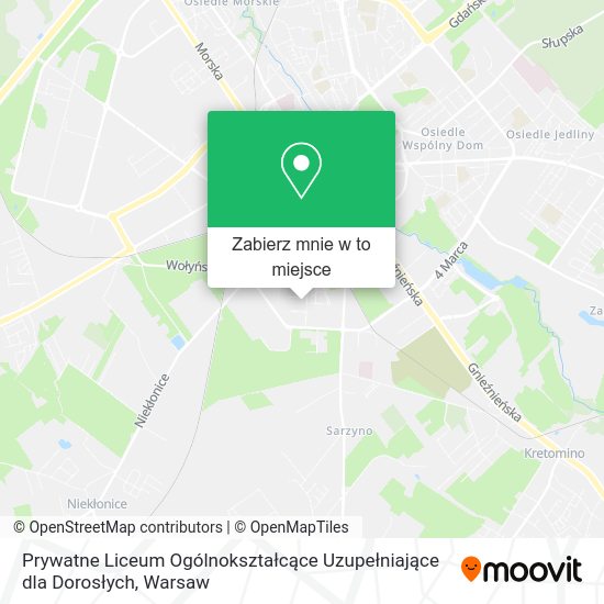 Mapa Prywatne Liceum Ogólnokształcące Uzupełniające dla Dorosłych