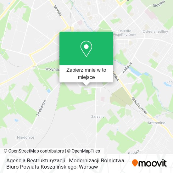 Mapa Agencja Restrukturyzacji i Modernizacji Rolnictwa. Biuro Powiatu Koszalińskiego