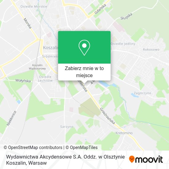 Mapa Wydawnictwa Akcydensowe S.A. Oddz. w Olsztynie Koszalin