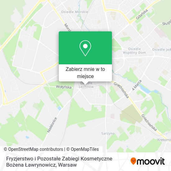 Mapa Fryzjerstwo i Pozostałe Zabiegi Kosmetyczne Bożena Ławrynowicz